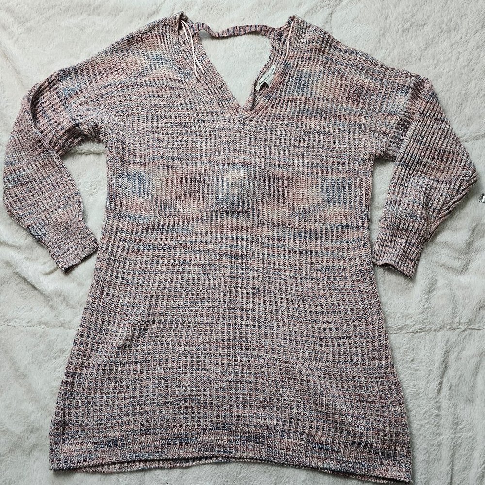 American Rag Multicolor Twist Back Long Sweater Purple Pink Blue XL